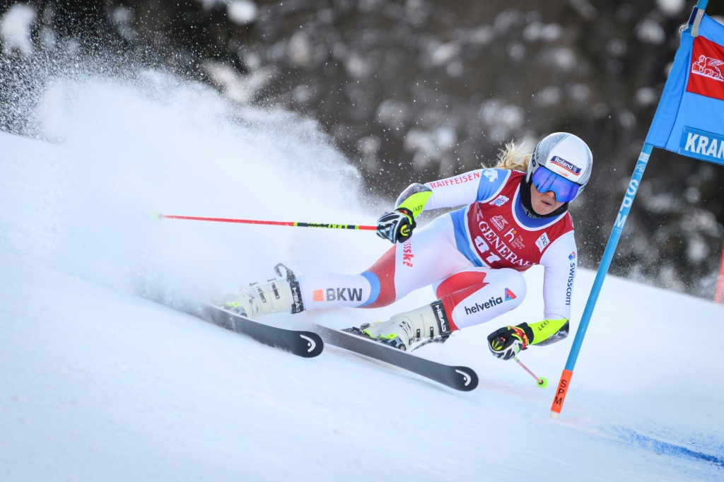 La Suissesse Corinne Suter lors de la 1re manche du slalom géant de Kranjska Gora